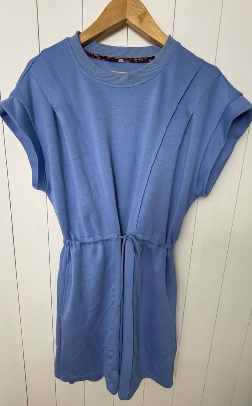 Umgee C4318 Dress Size L Blue Drawstring Waist